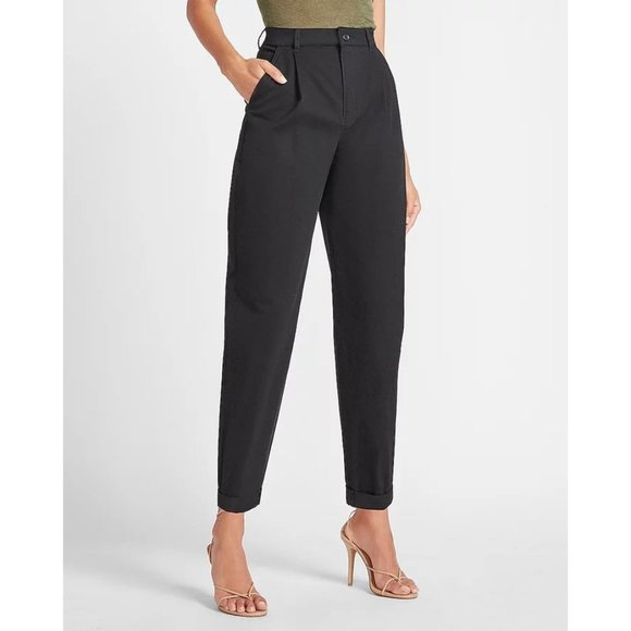Express Pants - Express Super High Waisted Tapered Twill Ankle Pant 14
